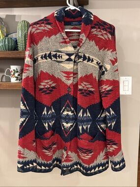 Polo Ralph Lauren Southwestern Aztec Shawl Collar Cardigan Sweater M